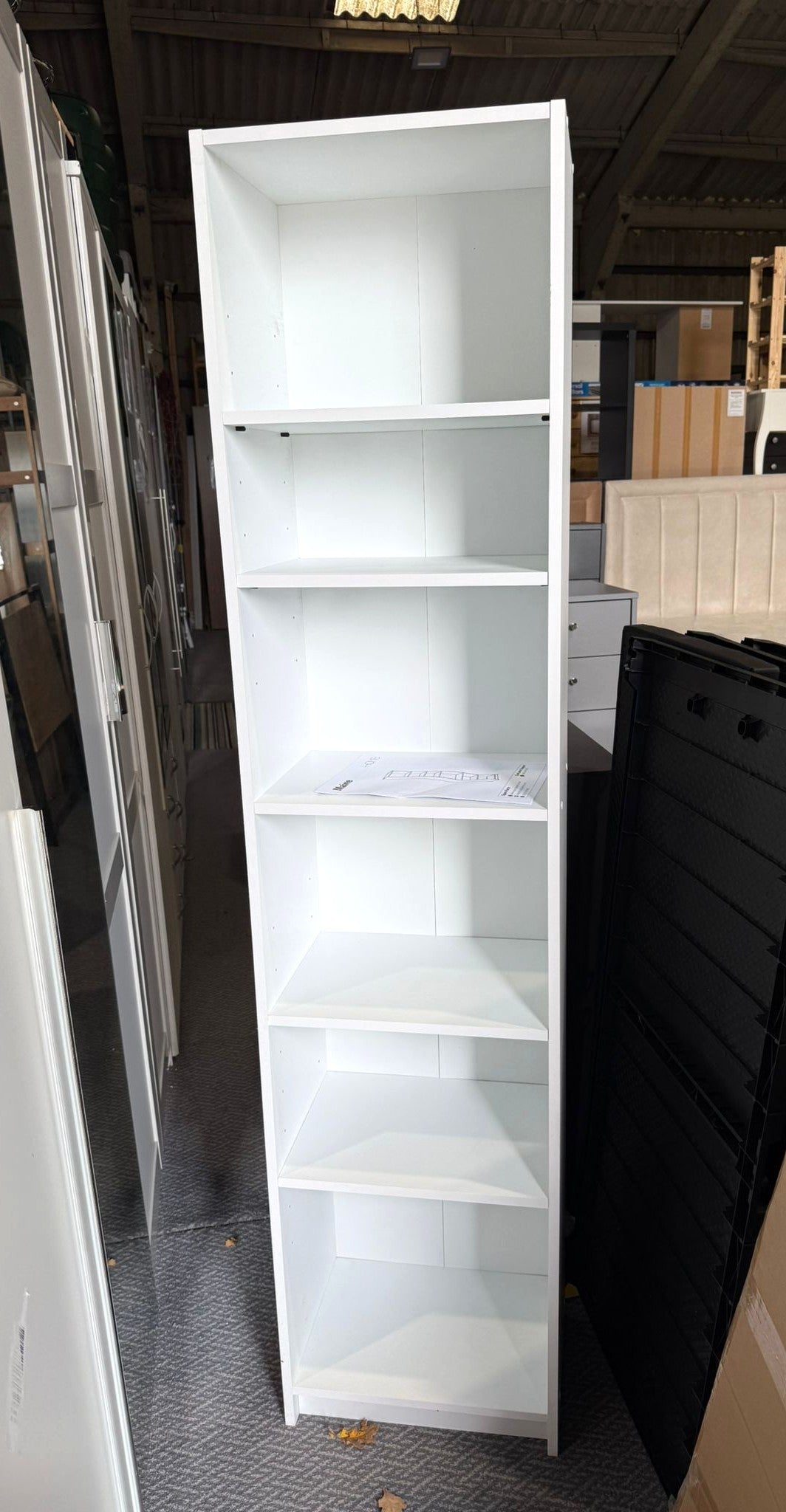 Assembled Maine Narrow Bookcase - White